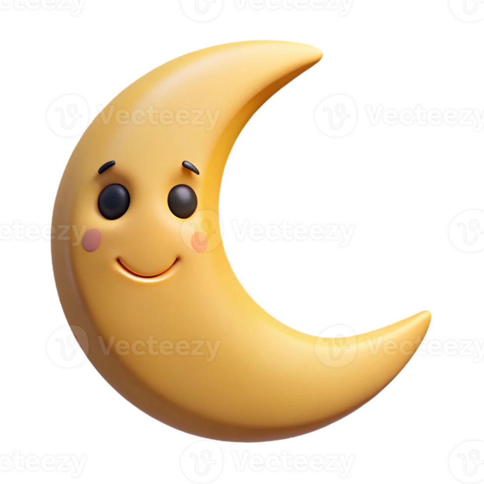 alluring retro Smiling crescent moon character with pointed tips. Clean lines, flat color, minimal design with Scalable Design. perfect clarity png