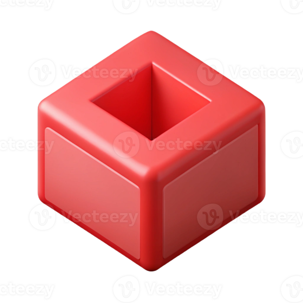 intense beautiful Isometric cube with clean lines and flat red color with Scalable Design. elite png