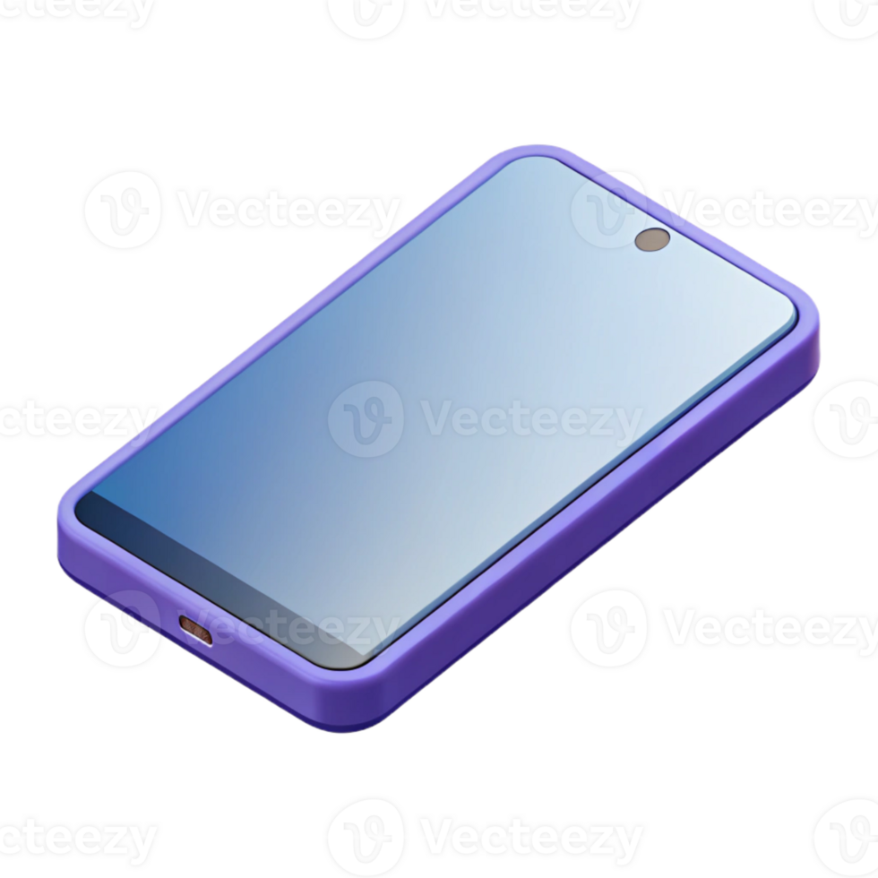 playful spectacular Isometric smartphone with blank screen. Flat color, crisp edges with Scalable Design. ultra HD png