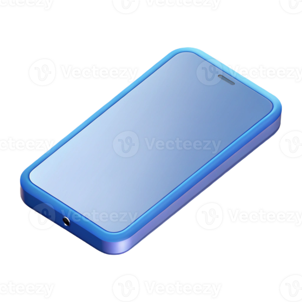 serene dynamic futuristic Isometric smartphone with blank screen. Flat color, crisp edges with Scalable Design. 4K png