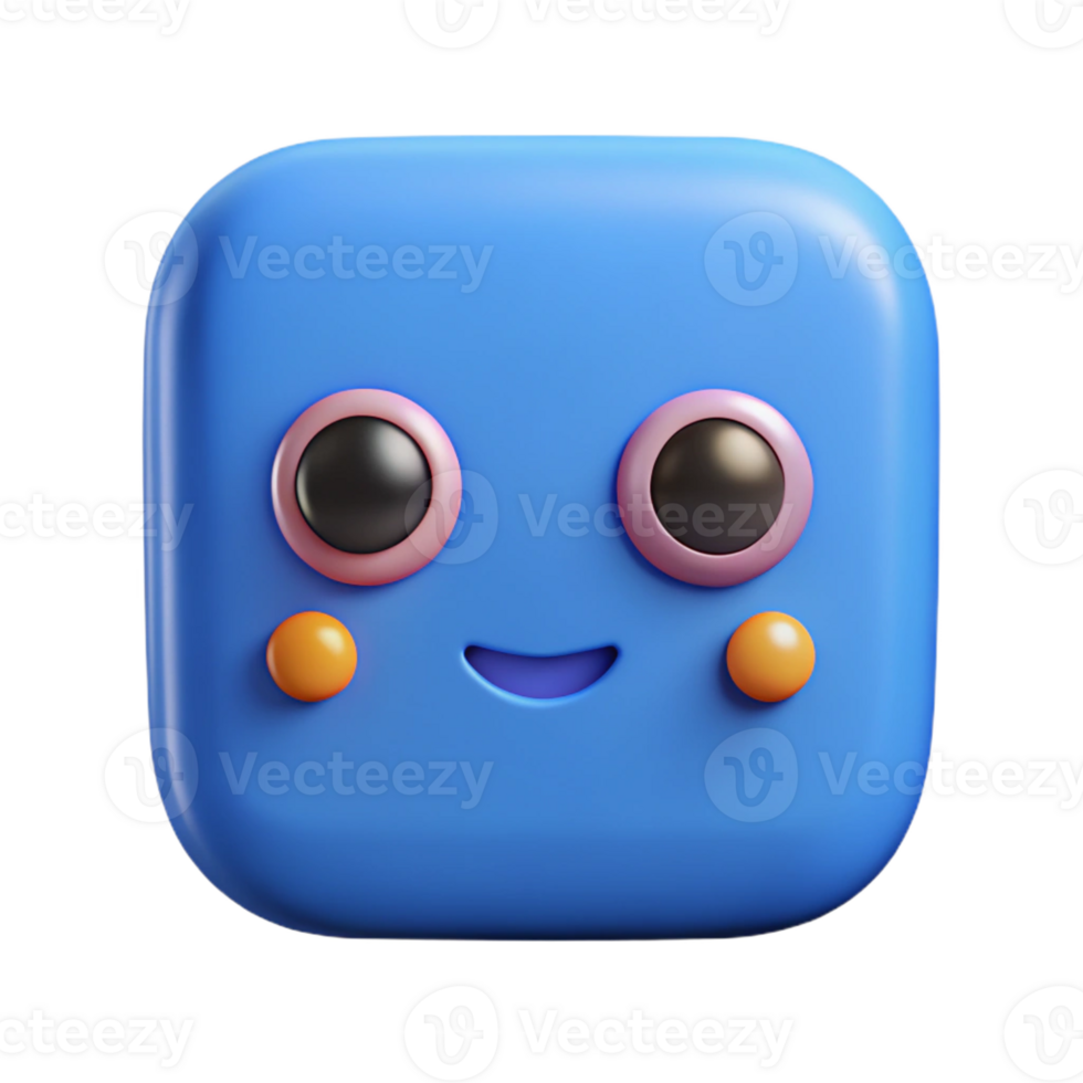 energetic exquisite Square character with rounded corners and three circular eyes. Crisp edges, single-weight stroke, with Scalable Design. crisp png