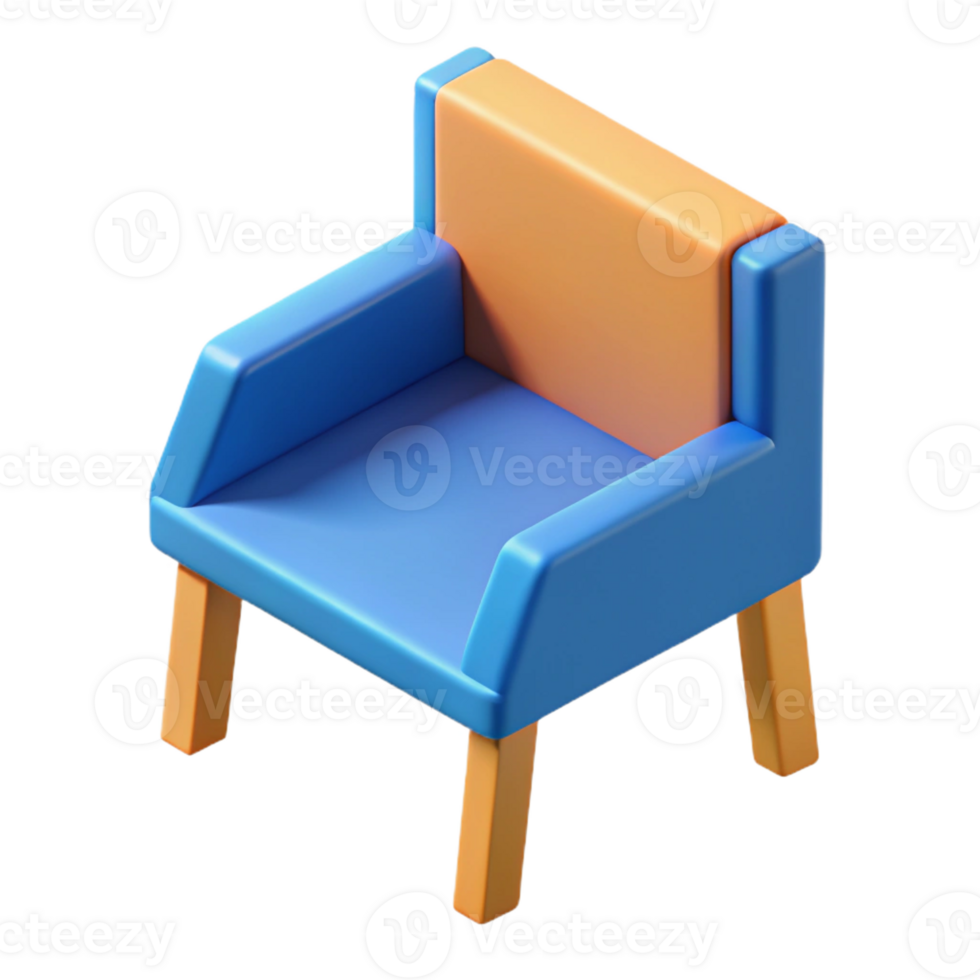 wonderful exceptional Isometric chair, minimal design, flat color, crisp edges with Scalable Design. png