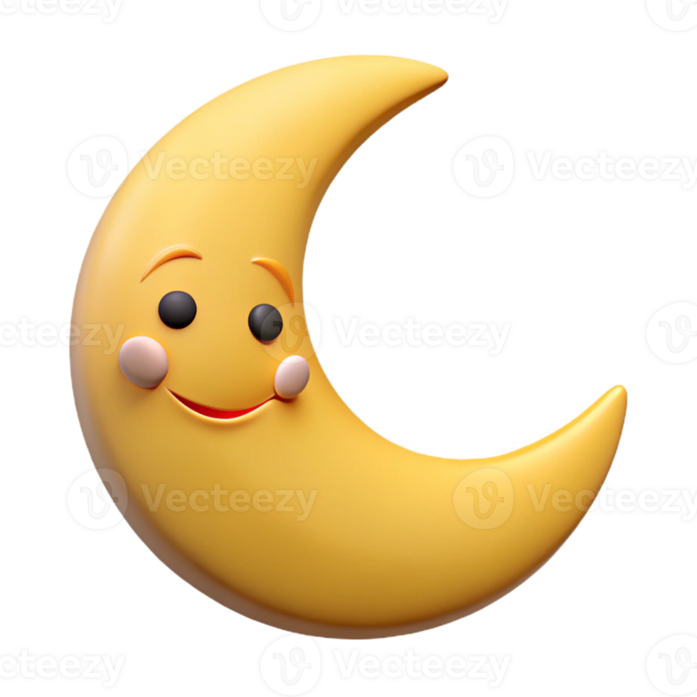 unparalleled classic Smiling crescent moon character. Clean lines, flat color, crisp edges with Scalable Design. perfect clarity png