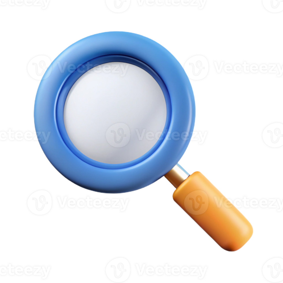 dramatic playful mid-century Magnifying glass icon with a circular lens. Clean lines, minimal design with Scalable Design. artisan png