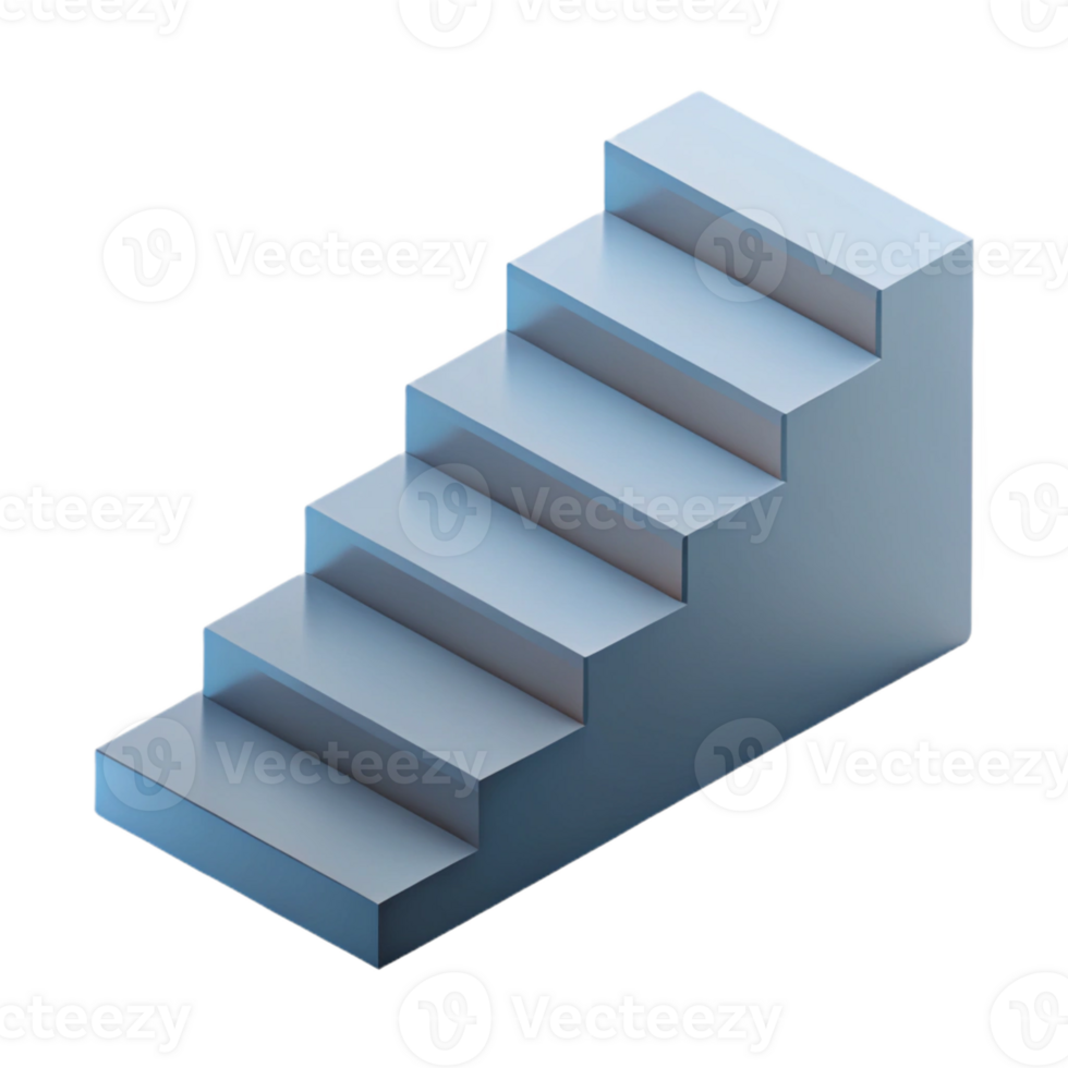 energetic serene Isometric staircase ascending into a void. Minimal, single-weight stroke with Scalable Design. impeccable png