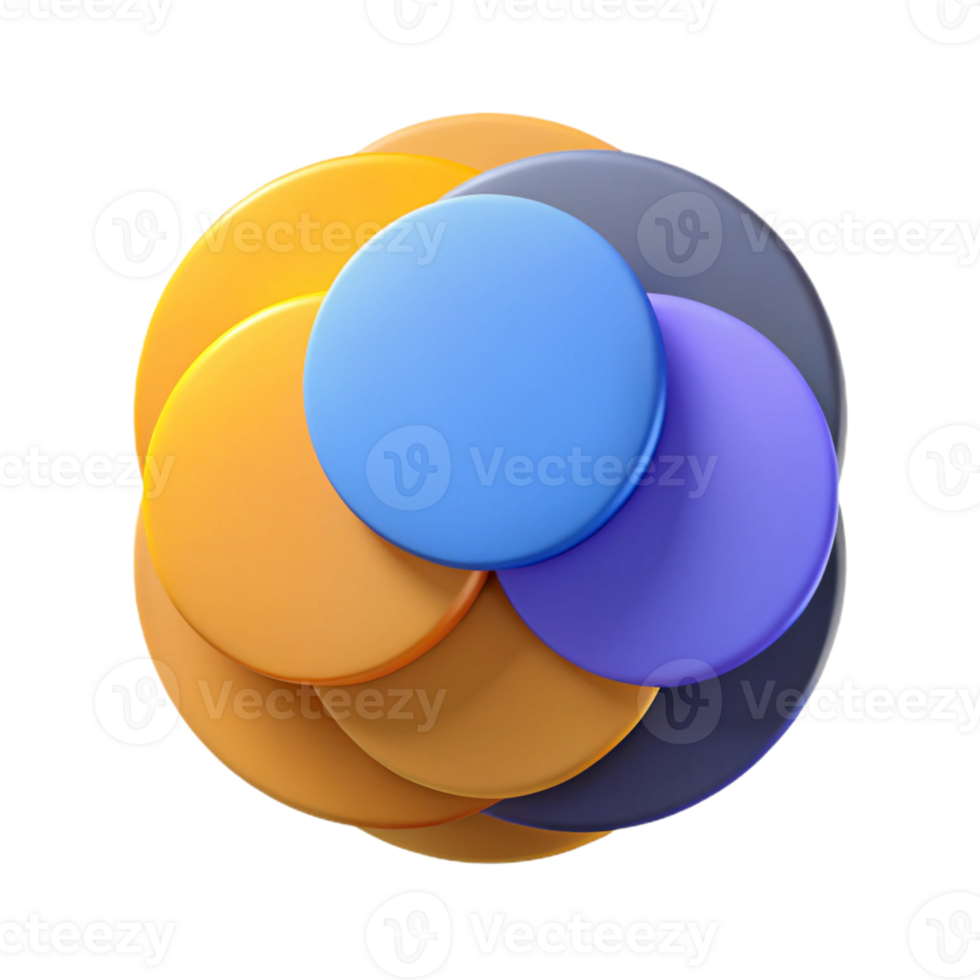 hypnotic joyful tropical Overlapping circles, clean lines, flat color, crisp edges with Scalable Design. perfect clarity png