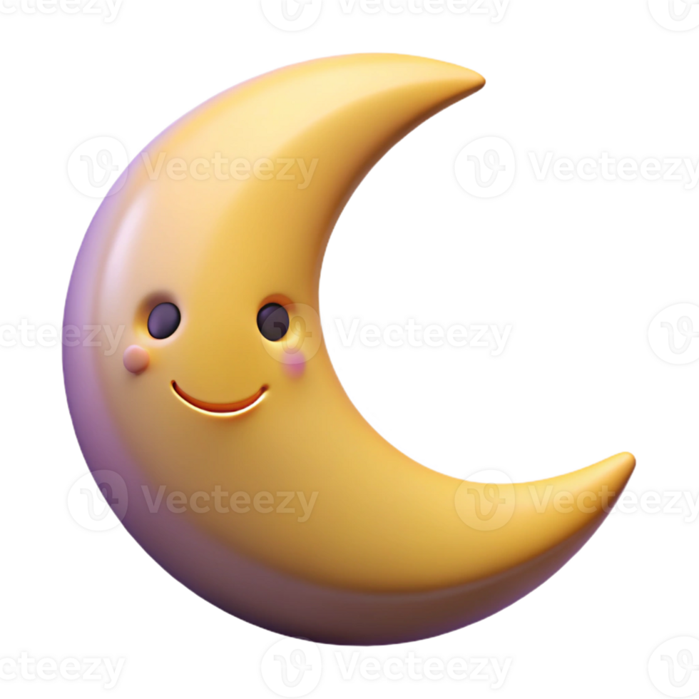 majestic contemporary Smiling crescent moon character. Clean lines, flat color, crisp edges with Scalable Design. original png