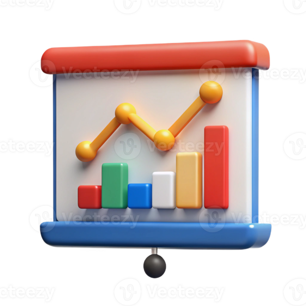 immaculate artistic Presentation chart with rising line graph. Crisp edges, flat color, with Scalable Design. premium png