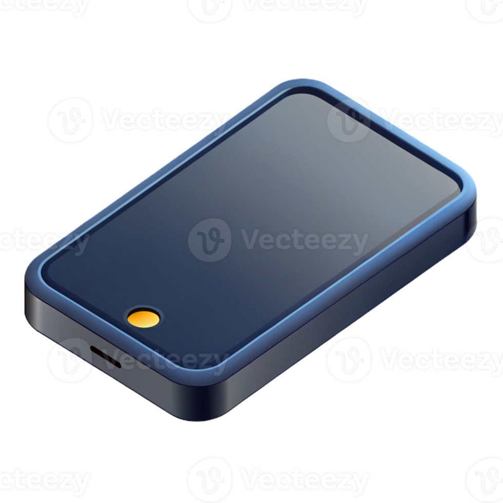 distinctive futuristic Isometric phone with clean lines, flat black with Scalable Design. impeccable png