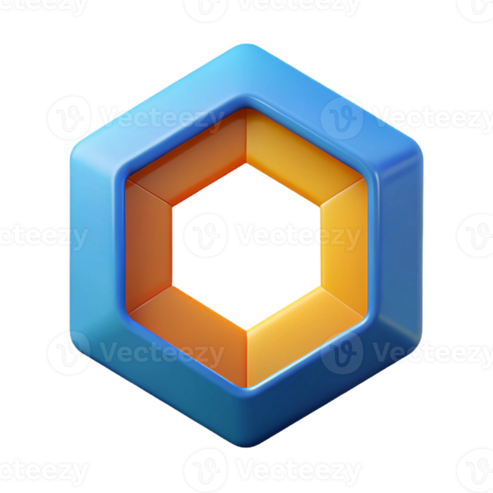 remarkable avant-garde Geometric logo featuring a hexagon. Crisp edges, flat color with Scalable Design. studio quality png