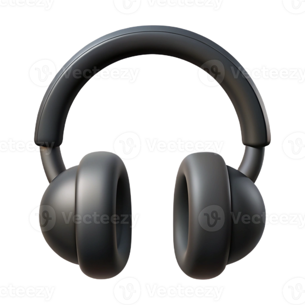 sumptuous dreamy elegant Minimalist headphone logo with clean lines. Flat black color with Scalable Design. premium png