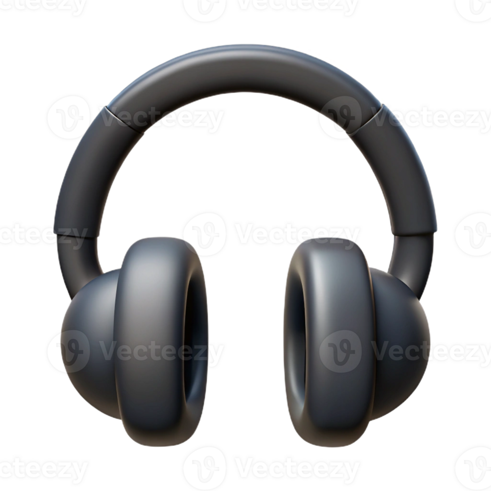 reflective breathtaking Minimalist headphone logo with clean lines. Flat black color with Scalable Design. top-tier png