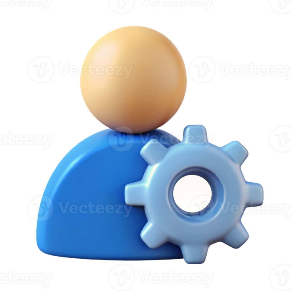 elegant classic A simple gear character with cogs. Clean lines, minimal design, flat color with Scalable Design. exclusive png