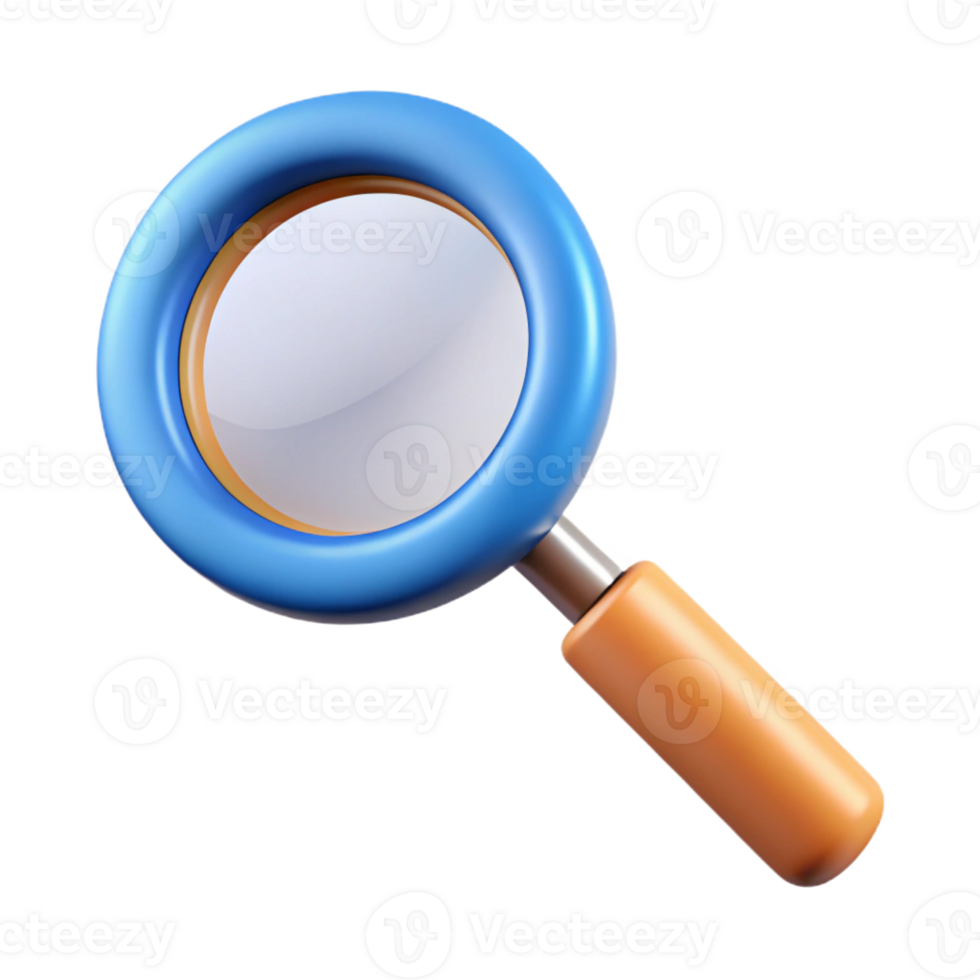 rare traditional Magnifying glass with a handle. Single-weight stroke, minimal, with Scalable Design. studio quality png