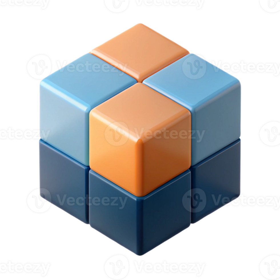 acclaimed retro Isometric cube with contrasting flat color panels. Clean lines, crisp edges with Scalable Design. ultra HD png