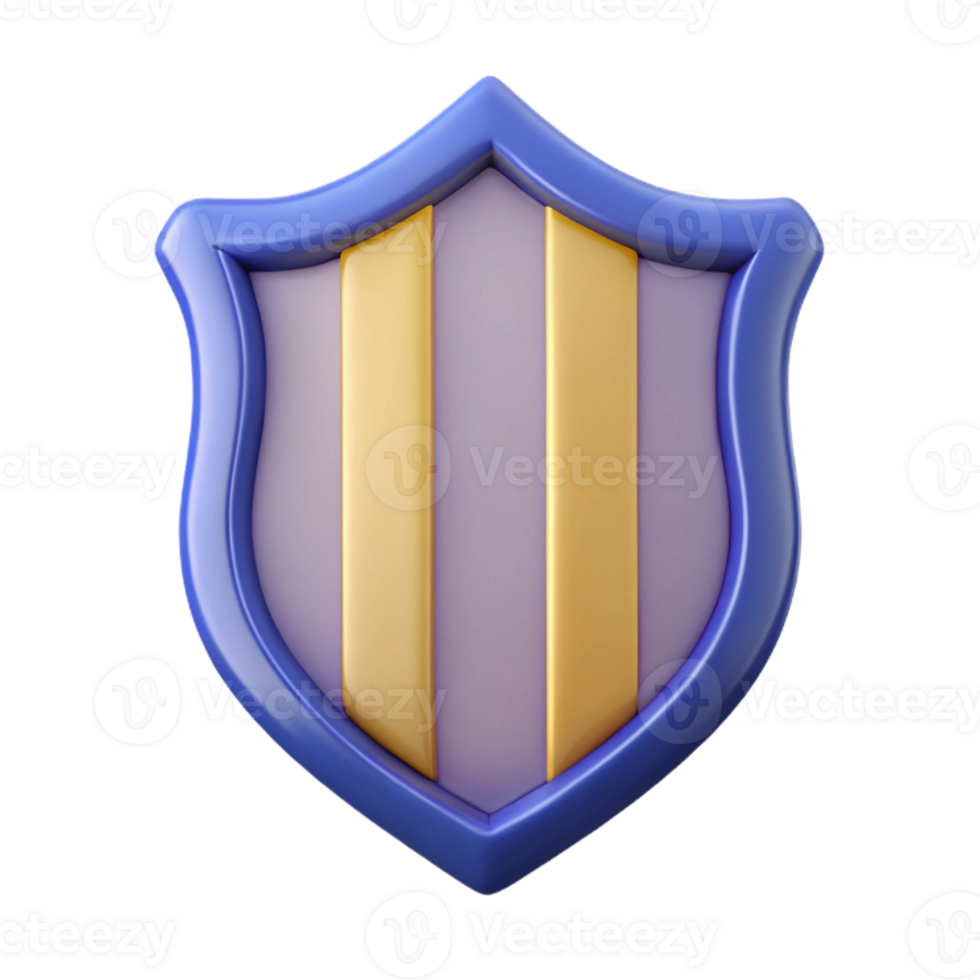 radiant futuristic Shield-shaped badge with three vertical stripes. Clean lines, flat color, with Scalable Design. genuine png