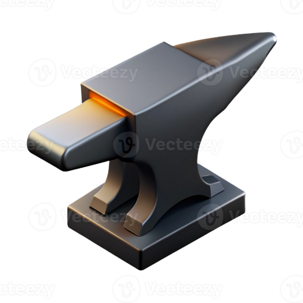 impressive industrial Minimal isometric anvil, single-weight stroke, black with Scalable Design. expertly shot png