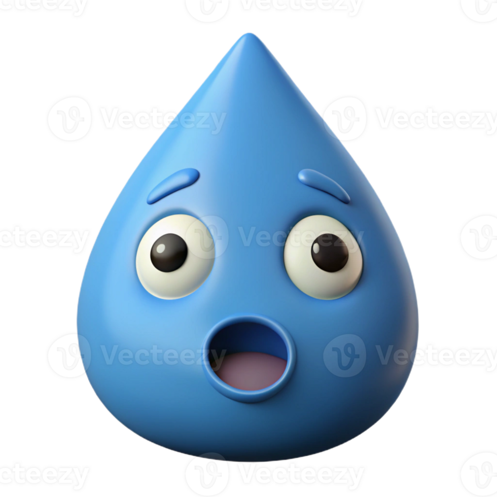 vibrant romantic organic Upside-down teardrop character with a surprised expression. Flat color, clean lines, single-weight stroke with Scalable Design. impeccable png