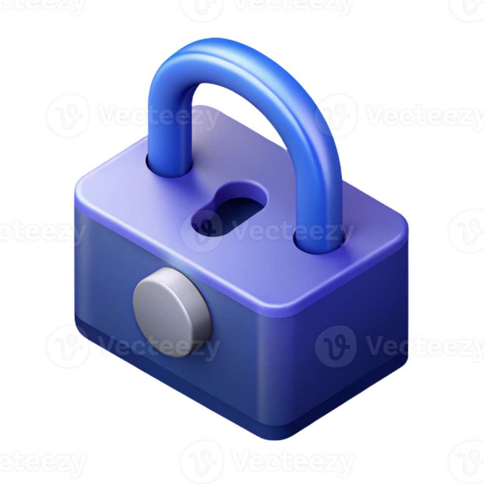 reflective serene Isometric lock with keyhole. Flat color, clean lines with Scalable Design. sharp png