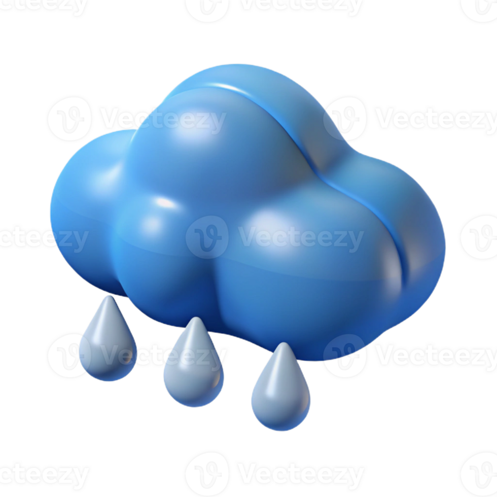 fascinating unforgettable Isometric cloud with raindrops. Flat color, clean lines with Scalable Design. png