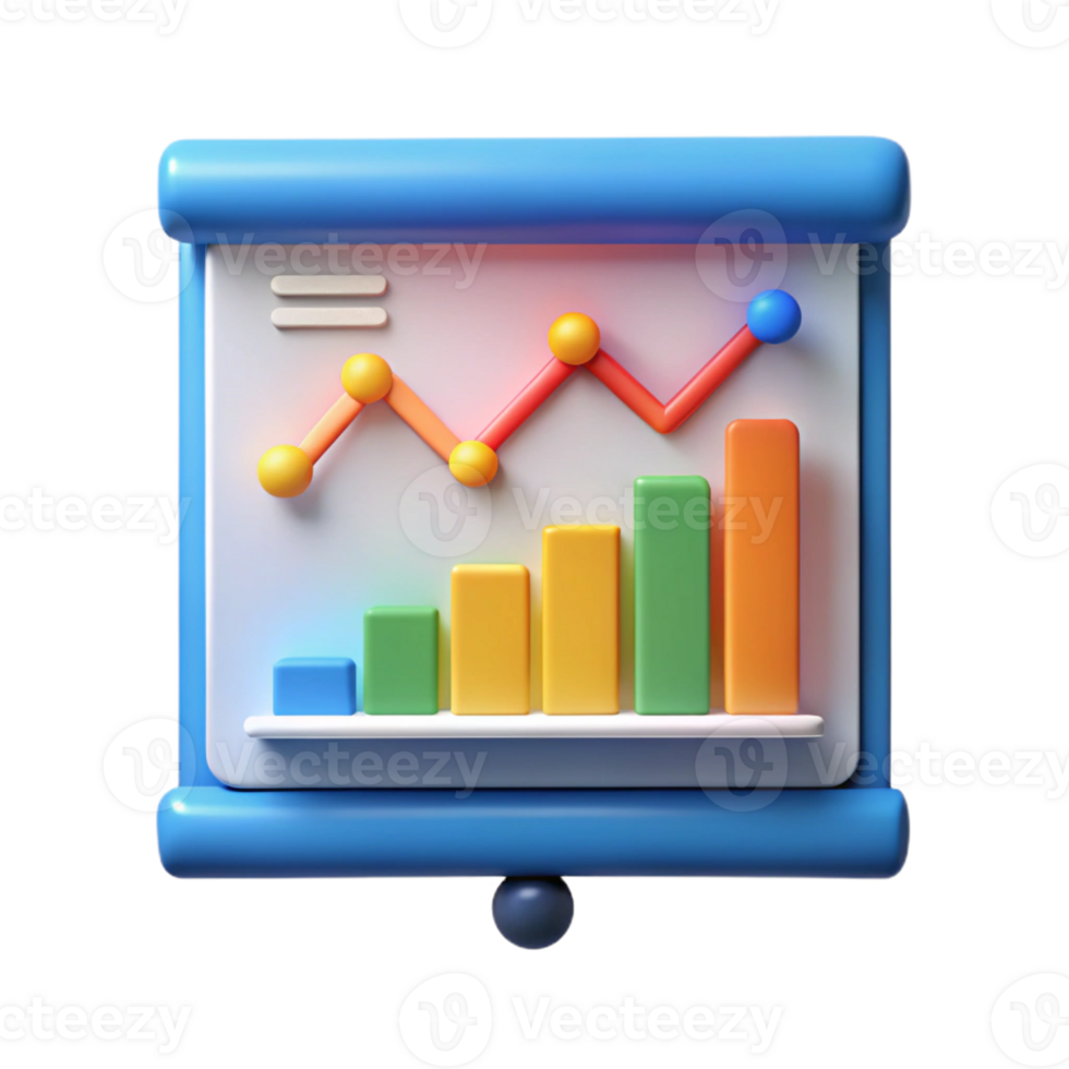 passionate gorgeous Presentation chart with rising line graph. Crisp edges, flat color, with Scalable Design. authentic png