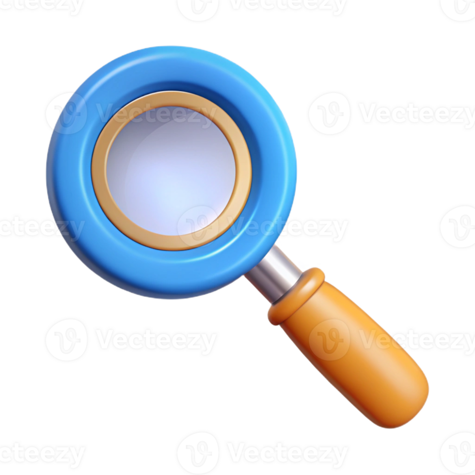 dazzling joyful geometric Pictogram of a magnifying glass. Symmetrical design, crisp edges, with Scalable Design. 4K png