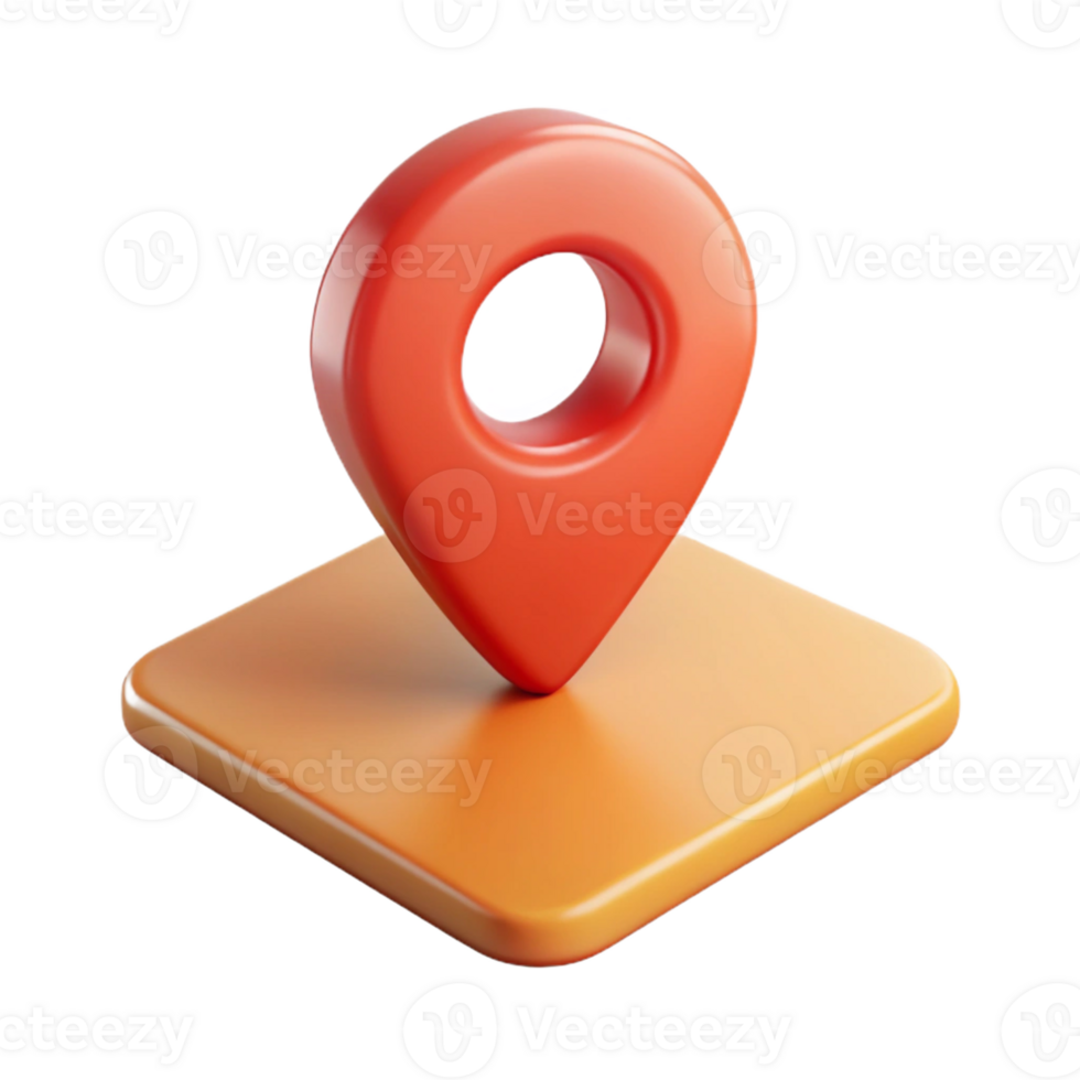 vibrant acclaimed Location pin on a simplified map. Crisp edges, flat color, with Scalable Design. png