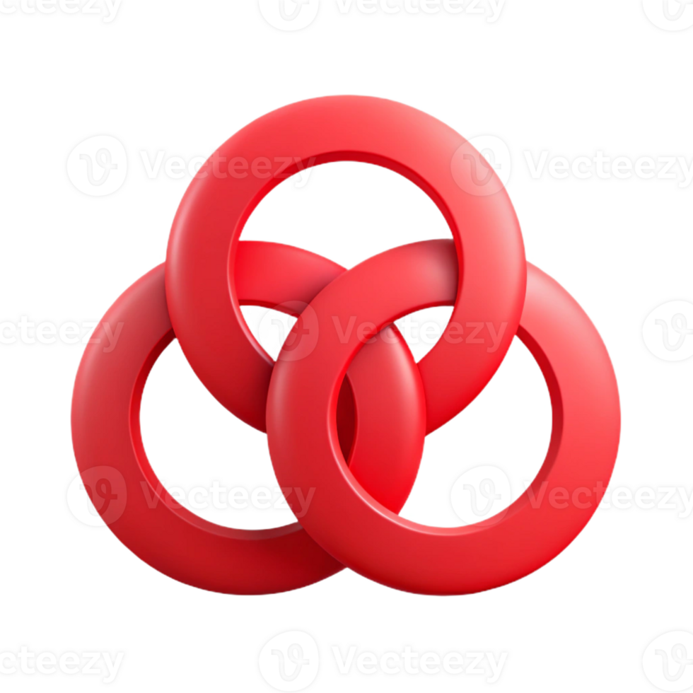 dramatic elegant Minimal design, three intersecting circles, flat red, with Scalable Design. gallery standard png