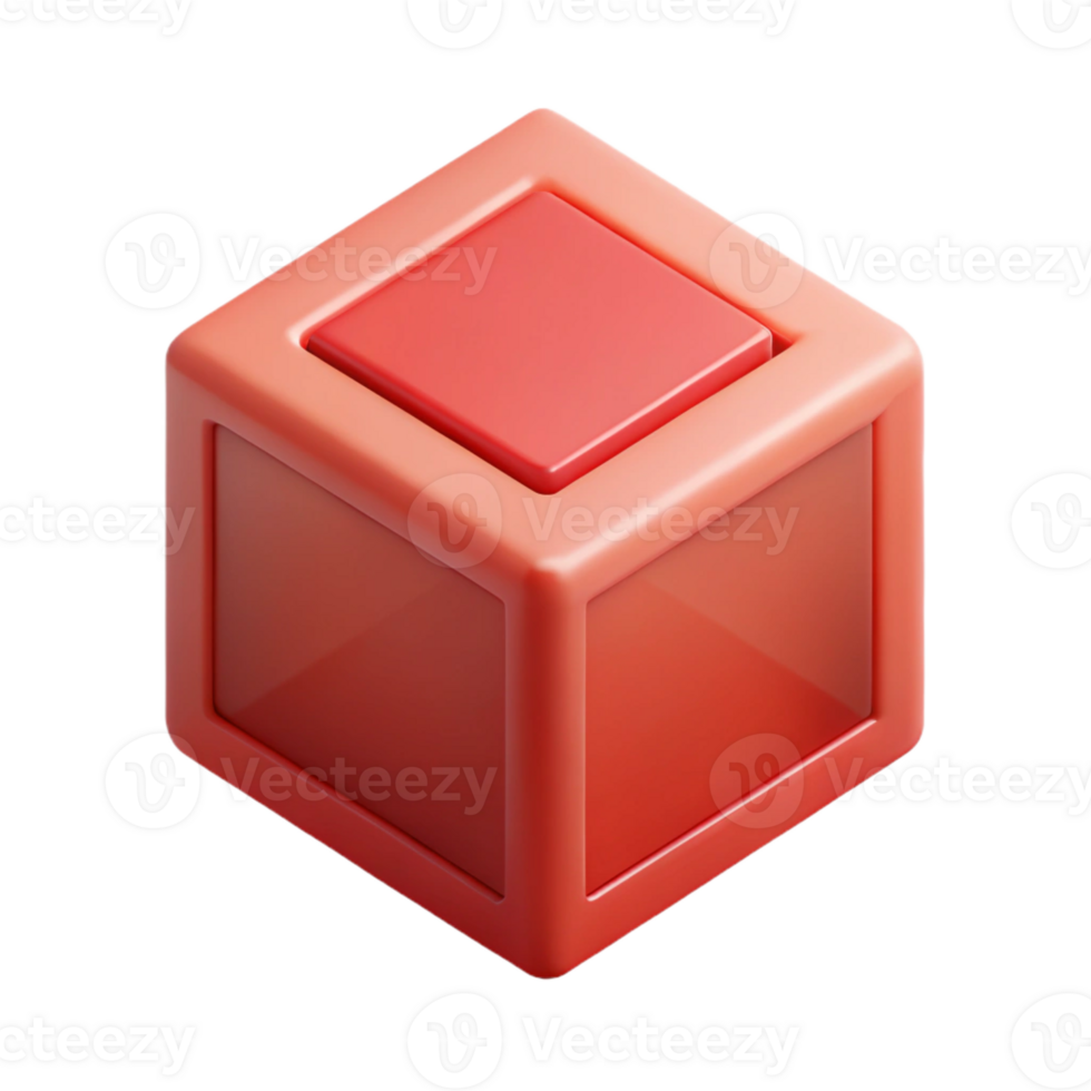 striking rare Isometric cube with clean lines and flat red color with Scalable Design. png