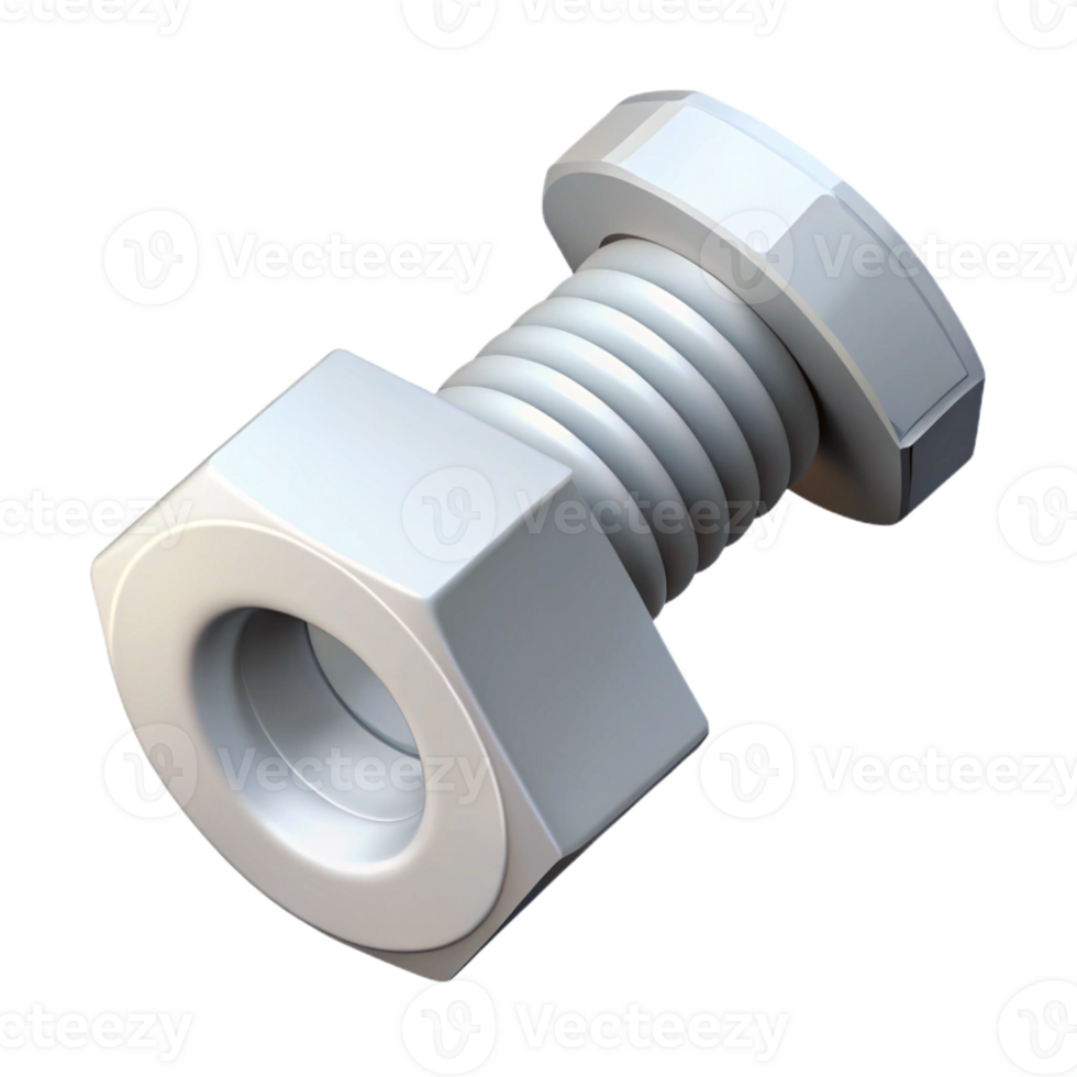 mysterious spectacular Isometric view of a bolt and nut. Scalable, minimal, single-weight stroke with Scalable Design. artisan png