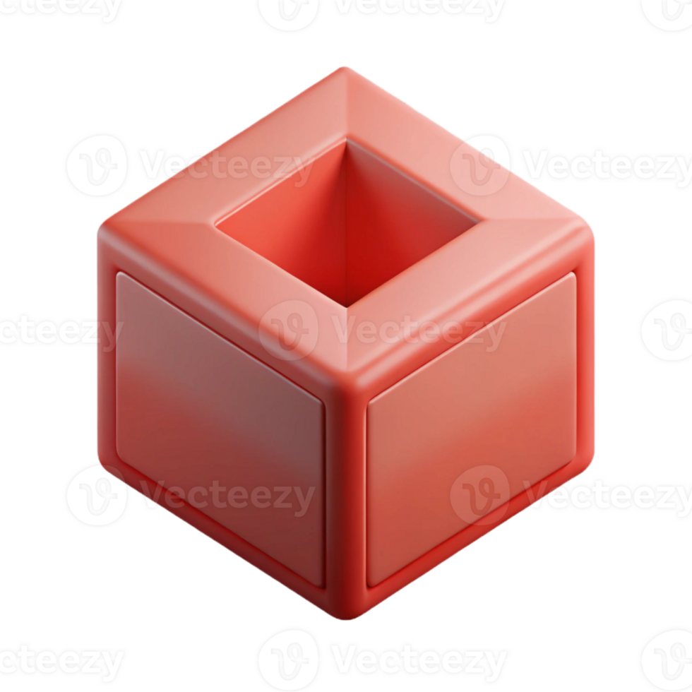 glorious celebrated Isometric cube with clean lines and flat red color with Scalable Design. png