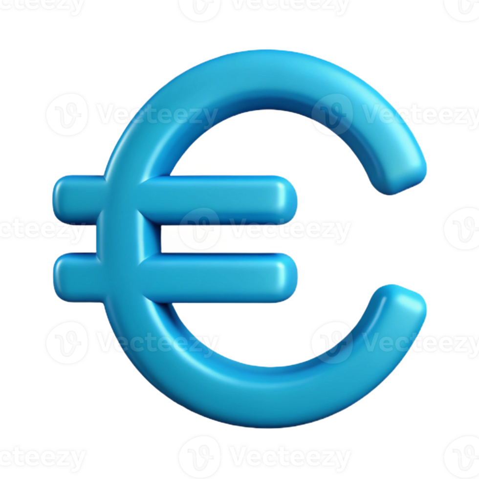 exceptional vintage Clean lines, symmetrical euro symbol. Flat cyan, with Scalable Design. 8K png