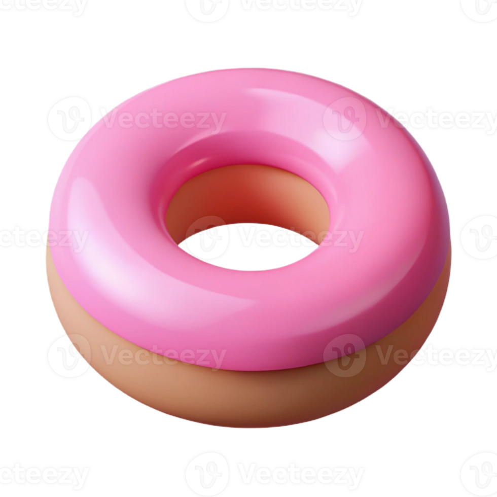 impressive ethereal creative Isometric donut, flat pink color, crisp edges, single-weight stroke with Scalable Design. 8K png