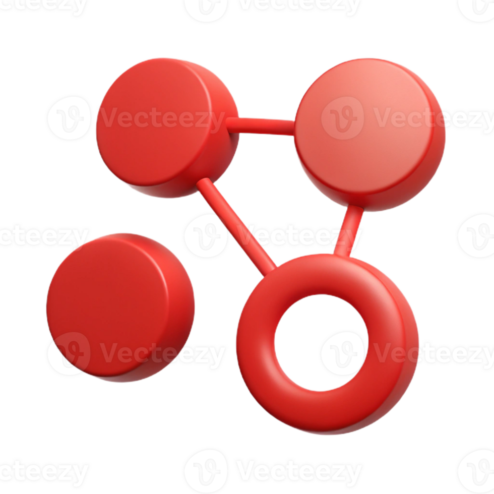 energetic captivating Minimal design, three connected circles, flat red, crisp edges with Scalable Design. impeccable png