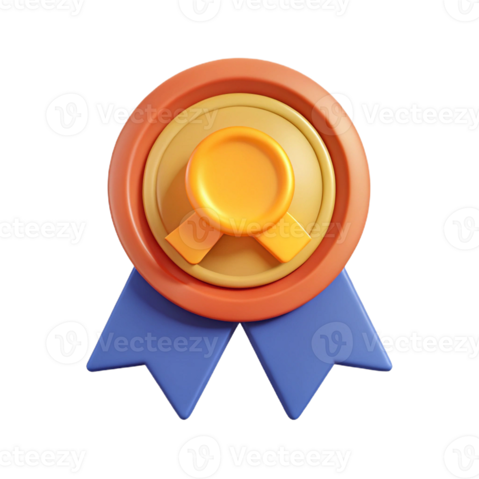 acclaimed surreal Medal badge, circular with ribbon. Flat color, symmetrical, single-weight stroke with Scalable Design. detailed png