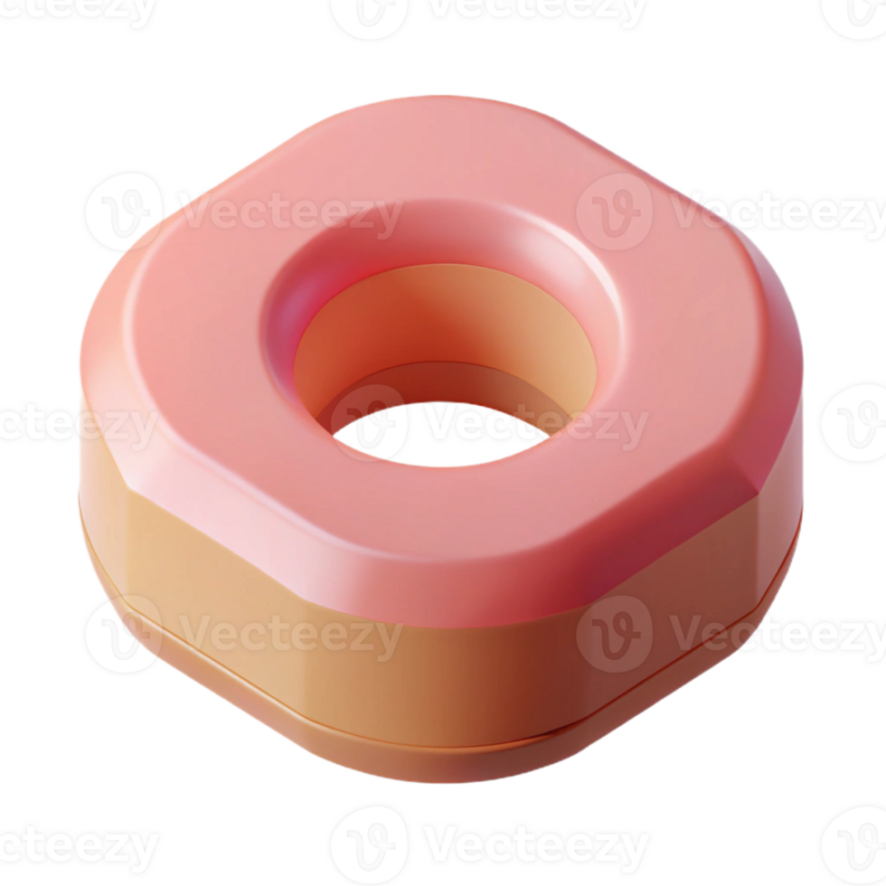 nostalgic enchanting Geometric isometric donut, flat pink, crisp edges with Scalable Design. luxury png