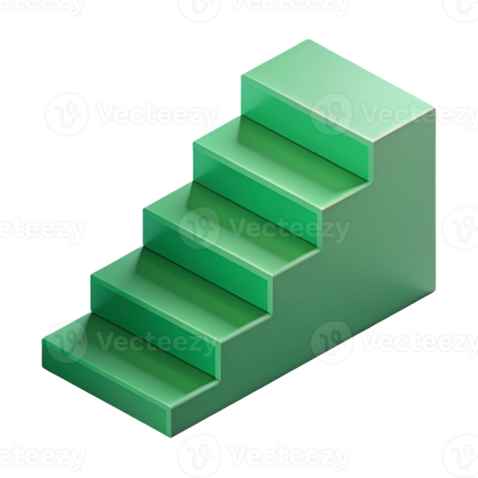 exemplary modern Scalable isometric staircase with single-weight stroke, green with Scalable Design. studio quality png