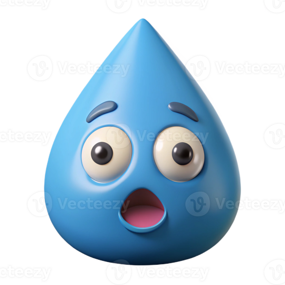 dynamic vibrant Upside-down teardrop character with a surprised expression. Flat color, clean lines, single-weight stroke with Scalable Design. refined png