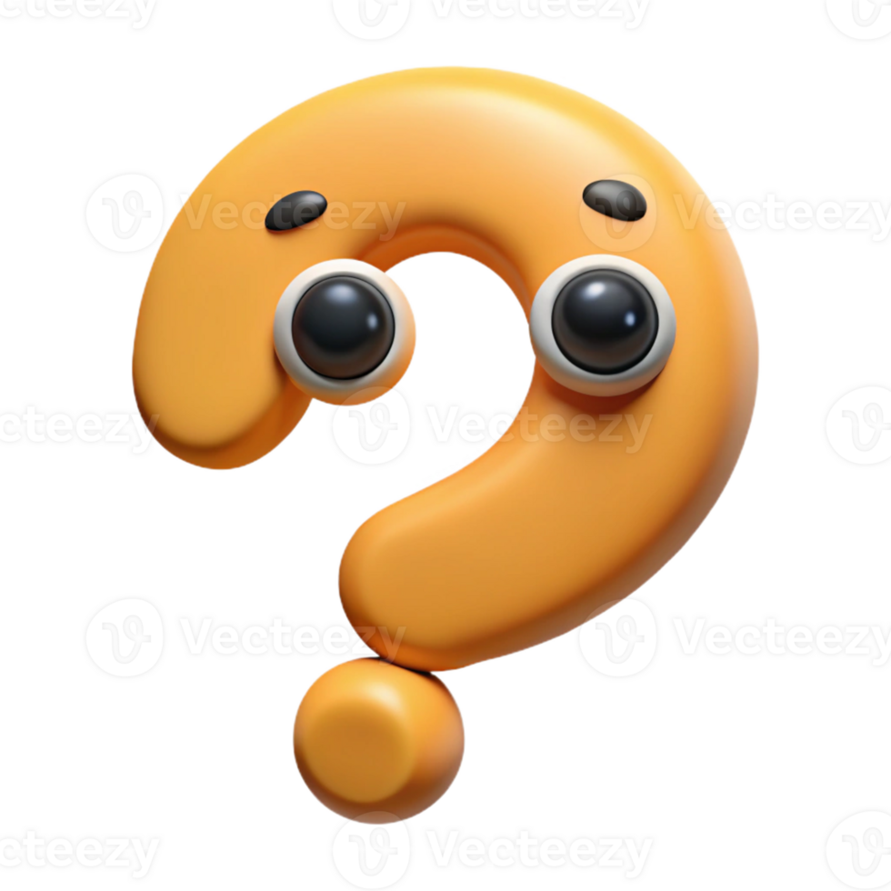 playful majestic Question mark character with a curious expression. Scalable, minimal, symmetrical design with Scalable Design. luxury png