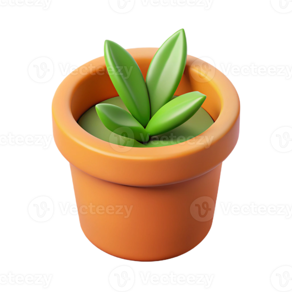 energetic glorious Isometric plant pot, minimal design, flat color, crisp edges with Scalable Design. expertly shot png