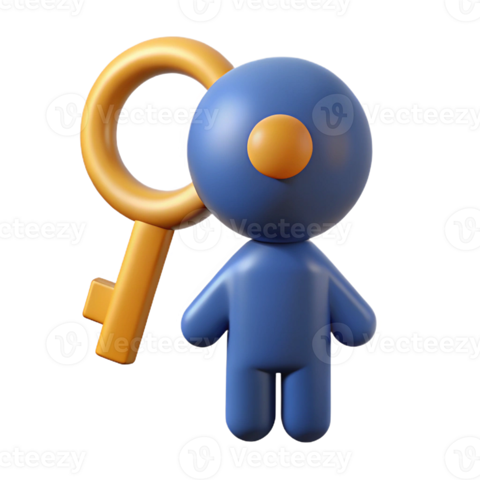 energetic elegant Simple key character with a circular head. Clean lines, scalable, single-weight stroke with Scalable Design. handcrafted png