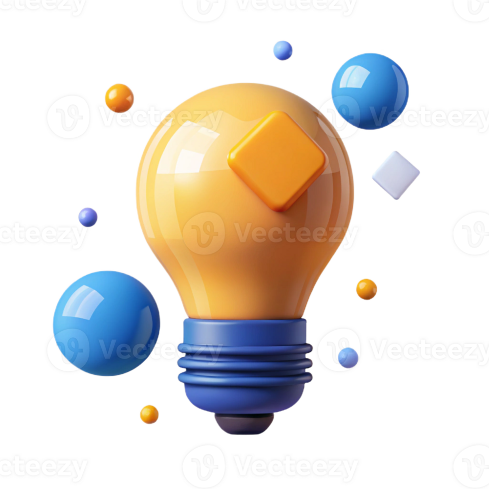 captivating unparalleled Flat color illustration of a lightbulb. Clean lines, scalable, geometric with Scalable Design. png