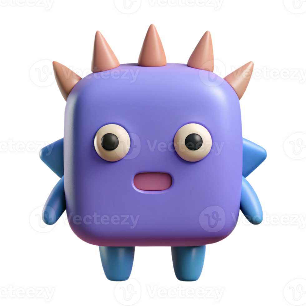 dramatic memorable A simple monster with a square body and rounded spikes. Single-weight stroke, flat color. with Scalable Design. png