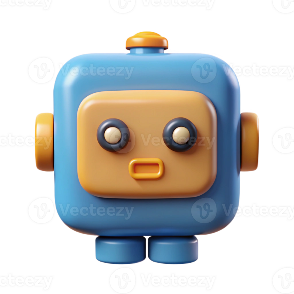 dramatic mid-century Geometric square robot with rounded corners. Minimal, flat color, single-weight stroke with Scalable Design. artisan png