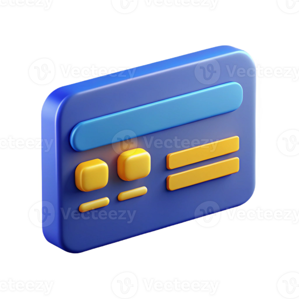 intense picturesque Credit card icon. Rectangle, numbers. Scalable, flat color with Scalable Design. handcrafted png
