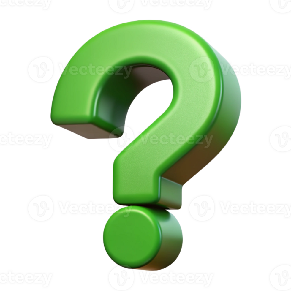 distinguished impressionist Clean, geometric question mark in flat green. with Scalable Design. professional png