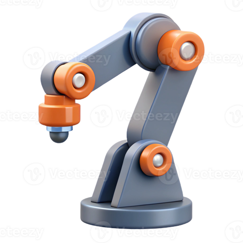 acclaimed industrial Flat color illustration of a robot arm. Clean lines, scalable, geometric with Scalable Design. masterfully captured png