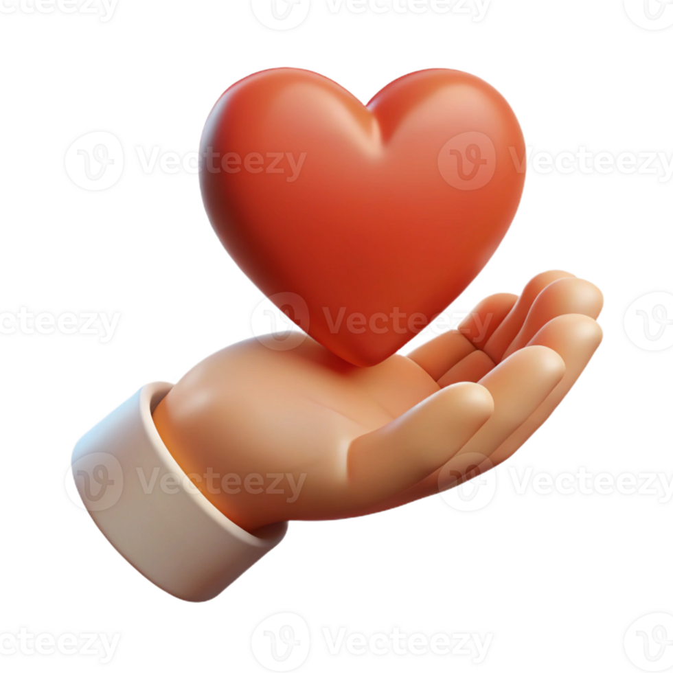 fascinating mid-century Silhouette of a hand holding a heart. Scalable, flat color 8K png