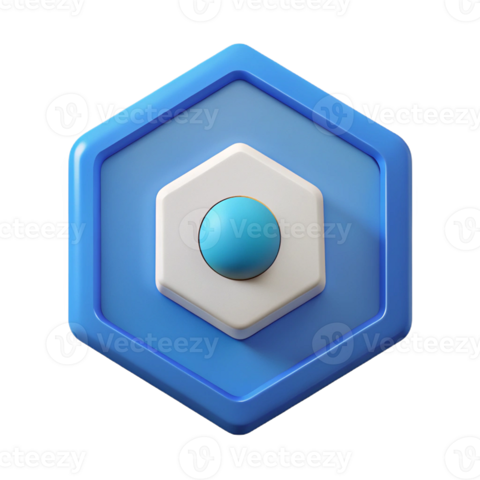 energetic exquisite Geometric logo of a hexagon with a dot in the center. Crisp edges, minimal design, flat color with Scalable Design. high quality png