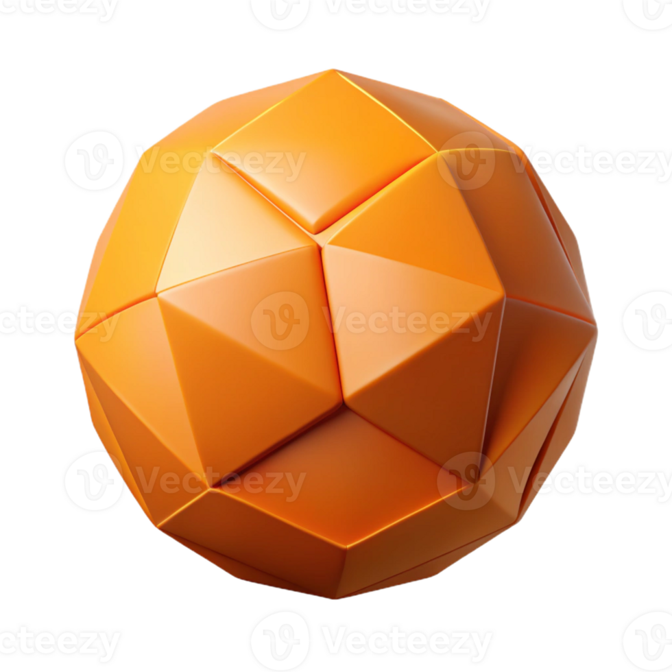 extraordinary classic Geometric isometric sphere, flat orange, crisp edges with Scalable Design. expertly shot png